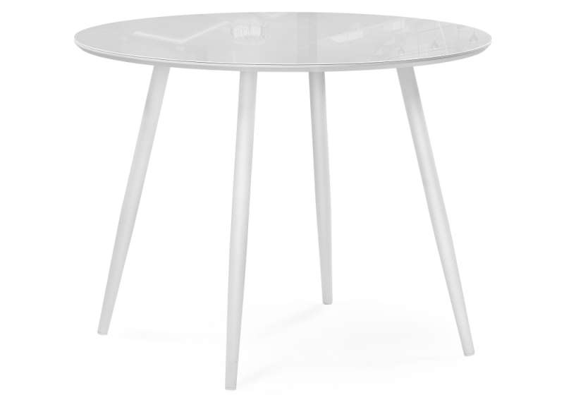 Стол стеклянный Абилин 90х76 ультра белое стекло / белый матовый (90x76). 