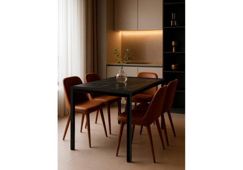 Стол деревянный Центавр 120(160)х70х75 файерстоун / черный матовый (70x75)