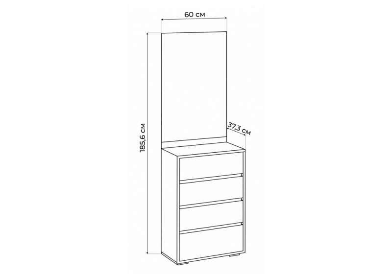 Прихожая Роут с зеркалом белый / дуб вотан (60x37,3x185,6)