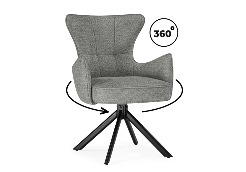 Стул на металлокаркасе Atlanta gray / black крутящийся (59x65x86). 