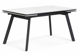 Керамический стол Норман 140(200)х80х75 белый мрамор alpin white / черный (80x75)