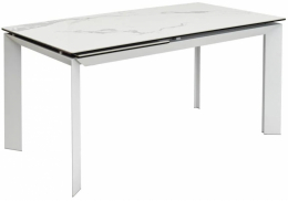 Керамический стол Cremona 140 matte statuario белый мрамор матовый / белый (85x76)